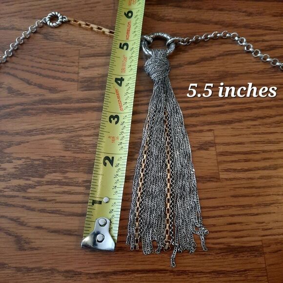 ❌️SOLD❌️BRIGHTON "Tassel in the Mix" Silver and Gold Knotted Necklace - Picture 8 of 10